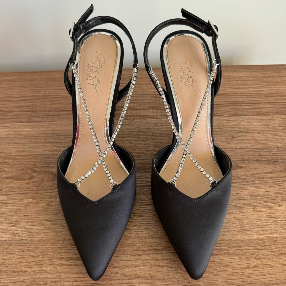 Jewel Badgley Mischka - Women’s Alegria Black Pointed Toe Stiletto size 5 - Picture 3 of 10